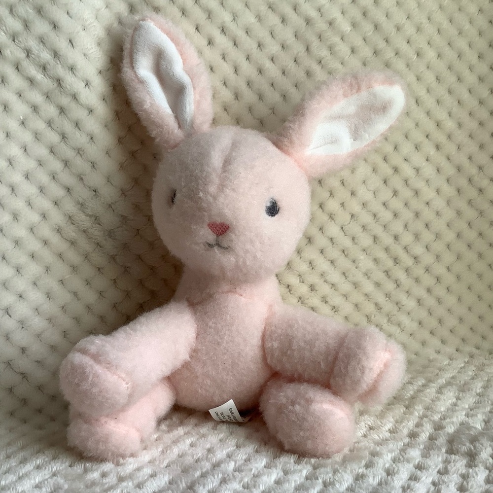 MTY International Co Fuzzy Plush Pink Rattle Bunny Rabbit Stuffed Animal Toy